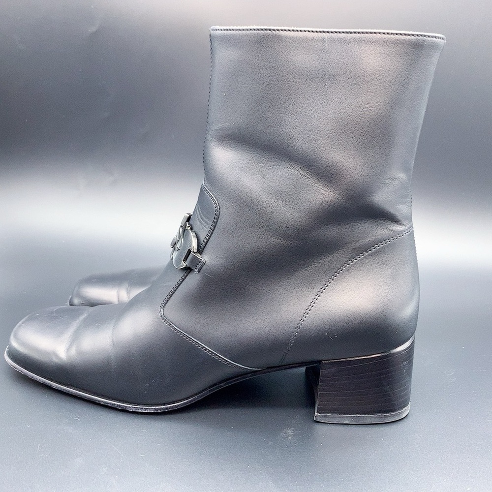 Salvatore Ferragamo Black Zippered Ankle Boots - Picture 3 of 16